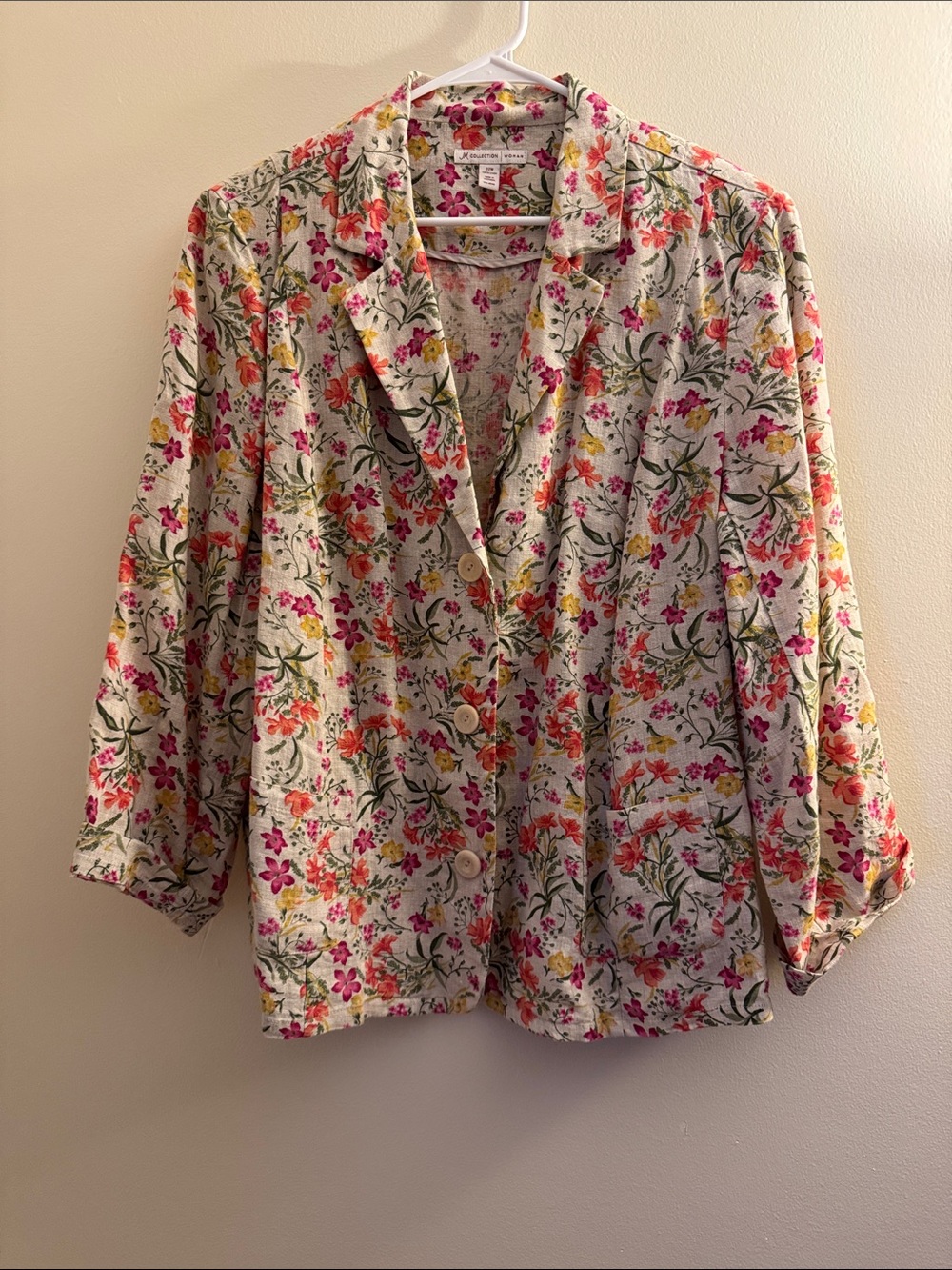 JENNIFER MOORE Vintage Floral Linen Blazer